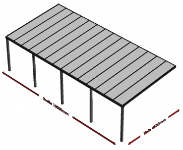 Preview: Überdachung mit VSG 8,76 mm matt, 10 x 4,5 m
